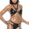 Elegant Moments Lingerie Strappy Leather Bra And Panty