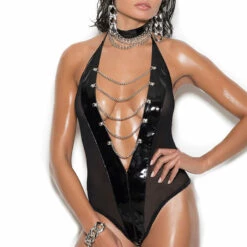 Elegant Moments Plus Size Fishnet And Vinyl Teddy