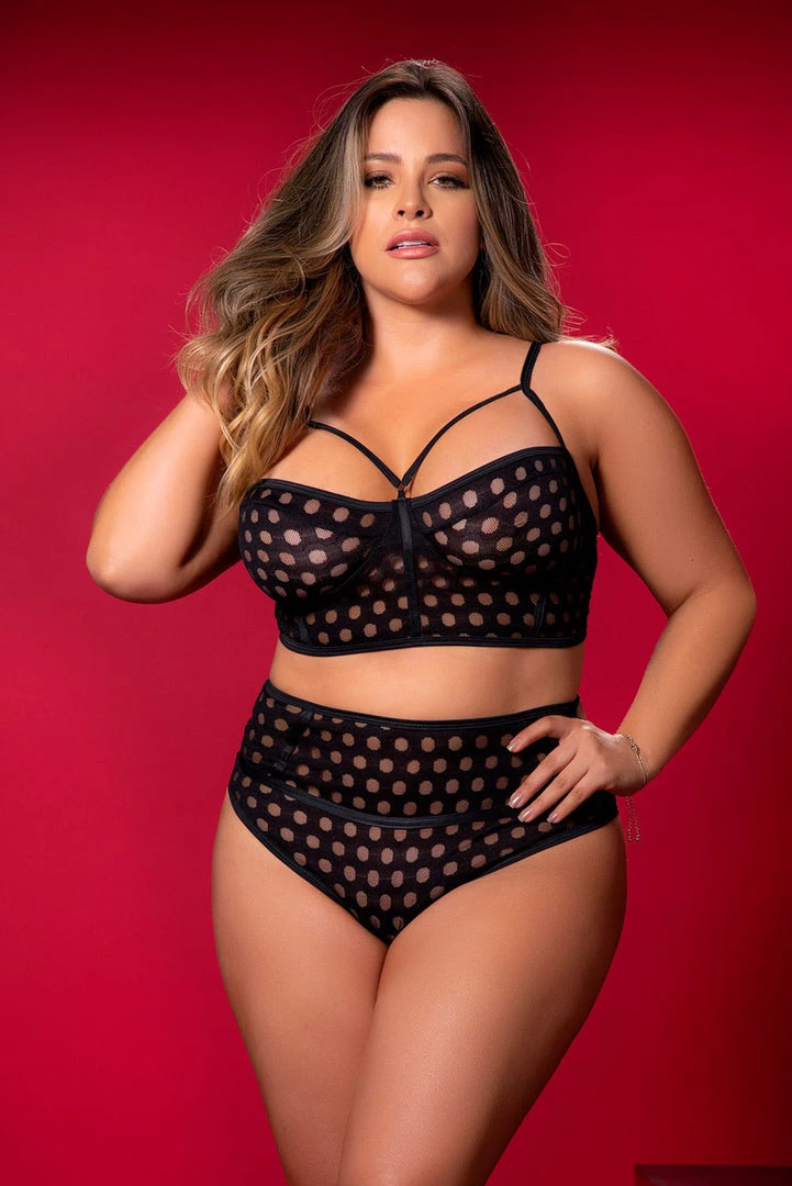 Mapalé Plus Size Retro Dot Bralette Set 1 Mapalé Plus Size Retro Dot Bralette Set