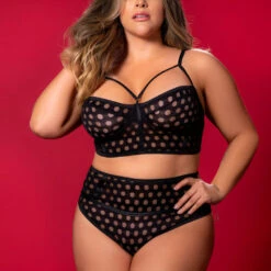 Mapalé Plus Size Retro Dot Bralette Set 5 Mapalé Plus Size Retro Dot Bralette Set