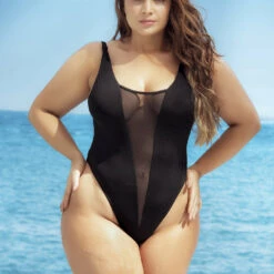Mapalé Plus Size Black High Hip One Piece 5 Mapalé Plus Size Black High Hip One Piece