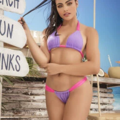 Mapalé Sexy Swimwear Neon Pink And Purple Bikini