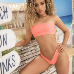 Mapalé Textured Peach Bandeau Bikini