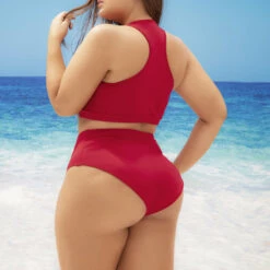 Mapalé Plus Size Sporty Zipper Swimsuit