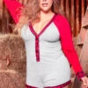 Mapalé Plus Size Plaid Holiday Onesie