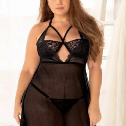 Mapalé Plus Size Mesh And Lace Underwire Babydoll