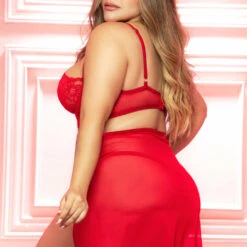 Mapalé Plus Size Strappy Red Cage Chemise