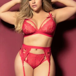 Mapalé Plus Size Lace Cage Bra And Garter Set 18 Mapalé Plus Size Lace Cage Bra And Garter Set