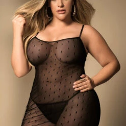 Mapalé Plus Size Dot Mesh Chemise 5 Mapalé Plus Size Dot Mesh Chemise