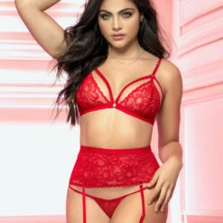 Mapalé Lingerie Racy Red Cage Bra And Garter Set 6 Mapalé Lingerie Racy Red Cage Bra And Garter Set
