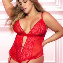 Mapalé Plus Size Racy Ruffled Lace Heart Teddy