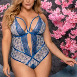 Mapalé Plus Size Bluebell Mesh And Lace Teddy