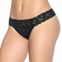 Mapalé Lingerie Microfiber And Lace Thong