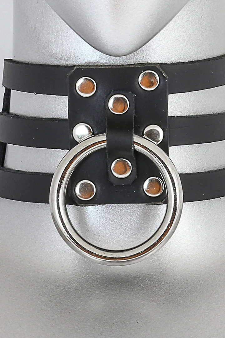 Funk Plus Triple Leather Large O Ring Choker 2 Funk Plus Triple Leather Large O Ring Choker