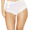 J. Valentine Pearl White High Waist Reversible Sequin Shorts