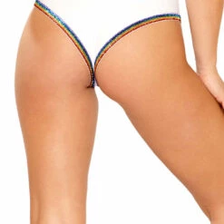 J Valentine White Rainbow Glitter Elastic Short Panties
