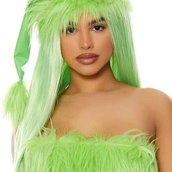Forplay Straight Green Wig With Bangs