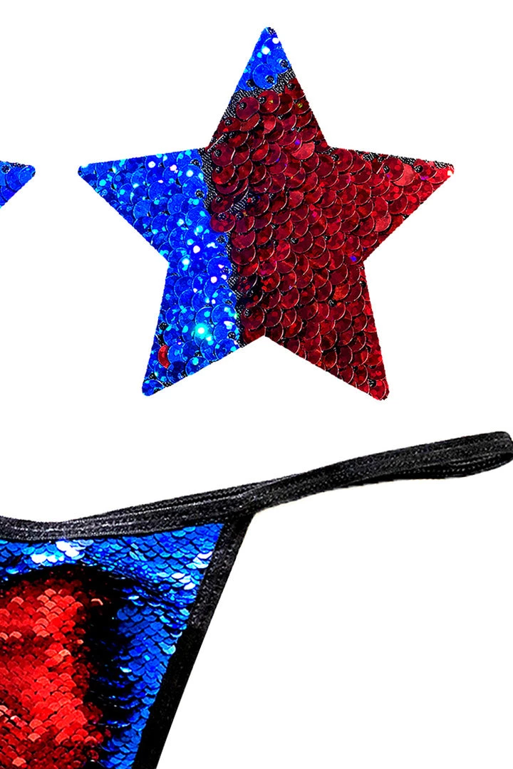 NevaNude American Spirit Flip Sequin Nipple Pasties & G-String Panty Lingerie 3 NevaNude American Spirit Flip Sequin Nipple Pasties & G-String Panty Lingerie