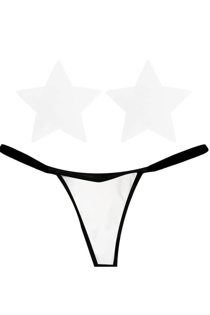 NevaNude Lingerie White Reflective Nipple Pasties & G-String Panty 2 NevaNude Lingerie White Reflective Nipple Pasties & G-String Panty