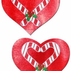 Pastease Candy Cane Heart Nipple Pasties