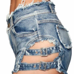 Be Wicked Medium Wash Denim Booty Shorts Bottoms