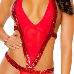 3WISHES Sequin Sparkle Red Teddy Lingerie 7 3WISHES Sequin Sparkle Red Teddy Lingerie