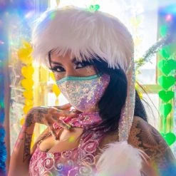 J. Valentine Sequin And Fur Santa Hat