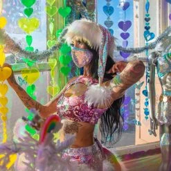 J. Valentine Sequin And Fur Santa Hat