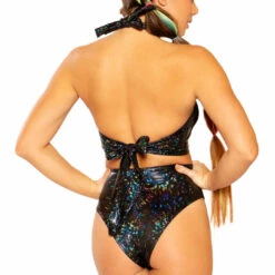 J. Valentine Clothing Metallic Keyhole Halter Top