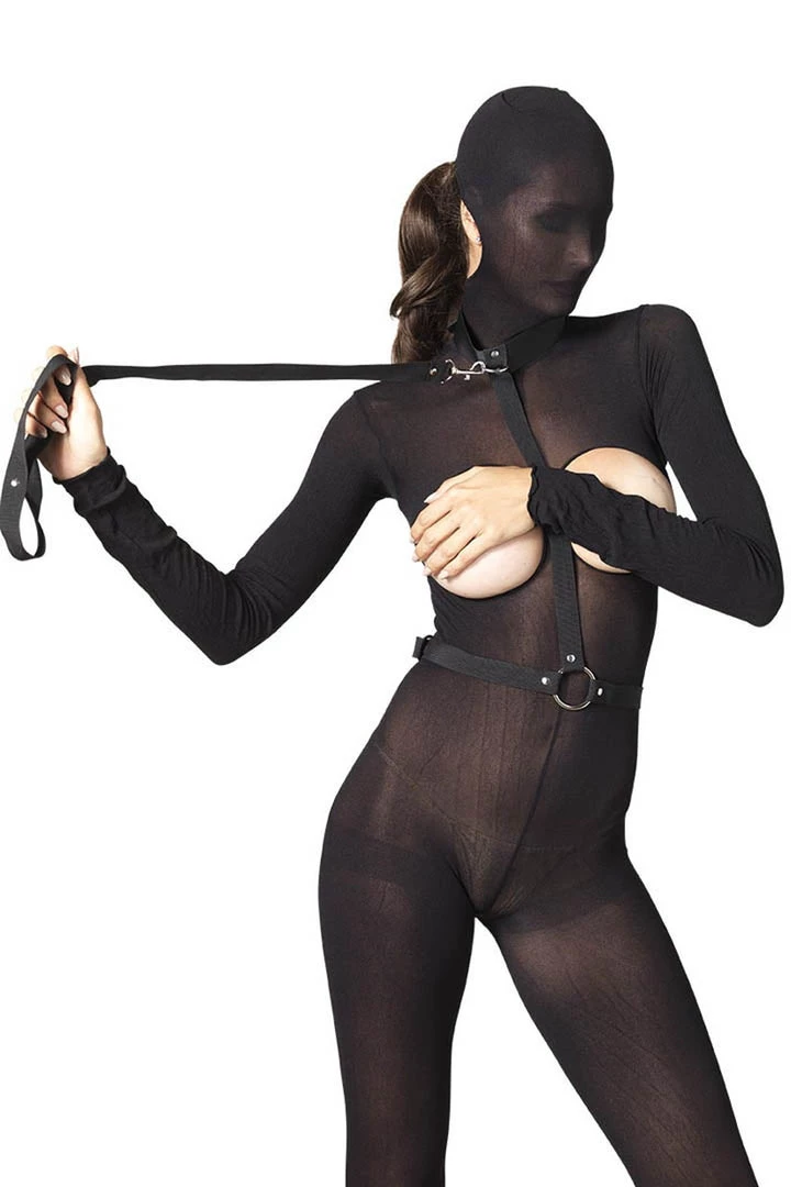 Leg Avenue Nylon Bondage Harness With Leash 2 Leg Avenue Nylon Bondage Harness With Leash