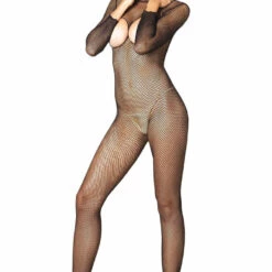 Leg Avenue Hooded Fishnet Crotchless Bodystocking Lingerie