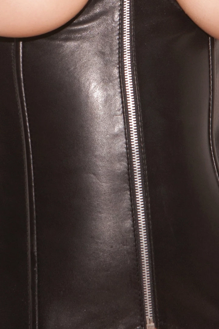 Elegant Moments Lingerie Leather Open Cup Corset With Zipper 4 Elegant Moments Lingerie Leather Open Cup Corset With Zipper