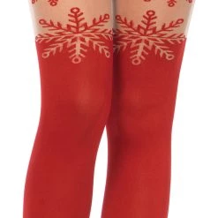 Leg Avenue Hosiery Red Snowflake Tights