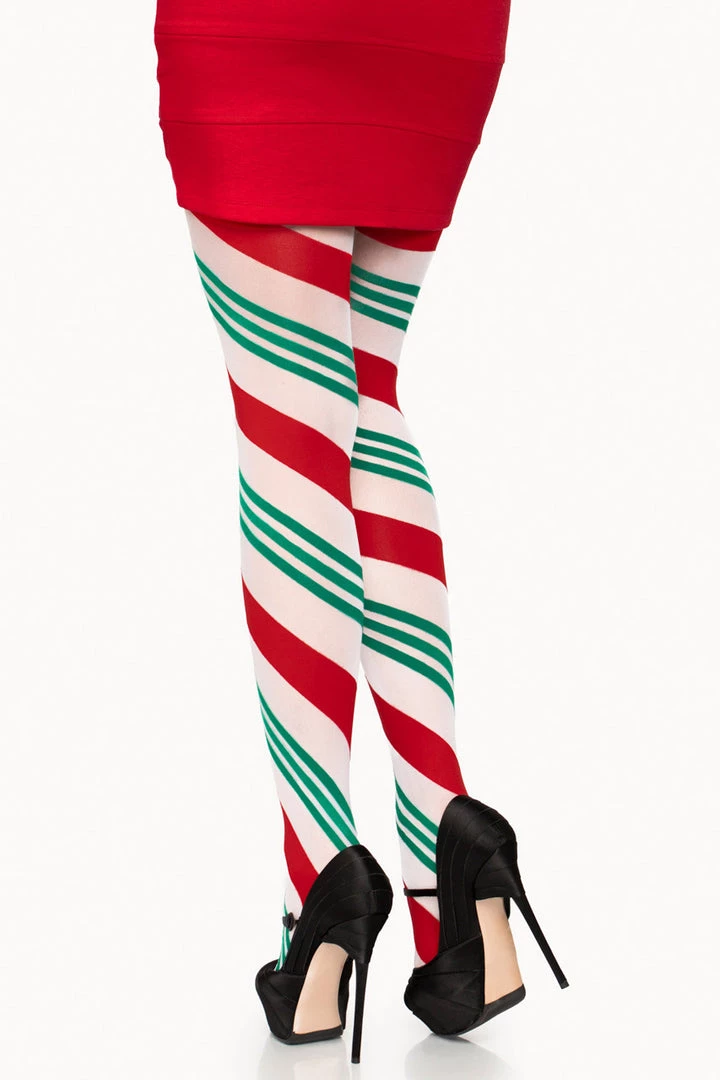 Leg Avenue Hosiery Holiday Ribbon Striped Tights 4 Leg Avenue Hosiery Holiday Ribbon Striped Tights