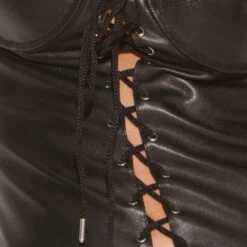 Elegant Moments Lingerie Leather Lace-Up Dress