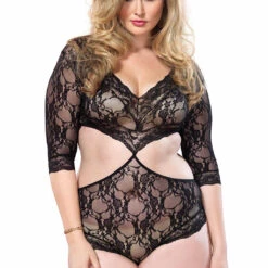 Leg Avenue Plus Size Deep V Lace Cutout Teddy 11 Leg Avenue Plus Size Deep V Lace Cutout Teddy