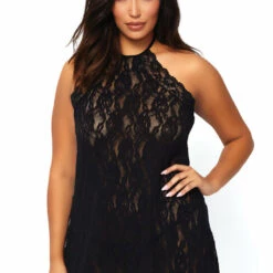 Leg Avenue Plus Size Halter Lace Chemise