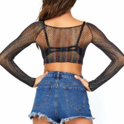 Leg Avenue Rainbow Net Crop Top Clothing