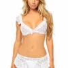 Leg Avenue Bra Sets White Daisy Mesh Bralette And Skirt