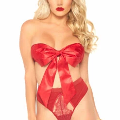 Leg Avenue Lingerie Bow Bandeau And Panty Set