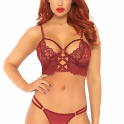 Leg Avenue Lace Cage Bralette And Panty