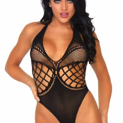 Leg Avenue Lingerie Fishnet Thong Halter Teddy 5 Leg Avenue Lingerie Fishnet Thong Halter Teddy
