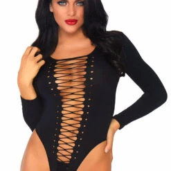 Leg Avenue Lace Up Front Opaque Bodysuit 5 Leg Avenue Lace Up Front Opaque Bodysuit