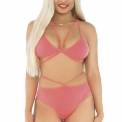 Leg Avenue Lingerie Neon Cage Strap Bra And Panty Set