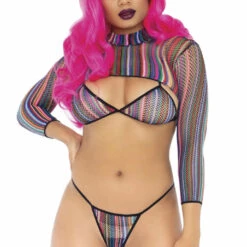 Leg Avenue Colorful Fishnet Bikini And Crop Top Set 10 Leg Avenue Colorful Fishnet Bikini And Crop Top Set