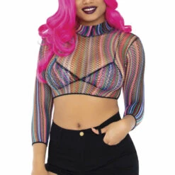 Leg Avenue Colorful Fishnet Bikini And Crop Top Set 12 Leg Avenue Colorful Fishnet Bikini And Crop Top Set