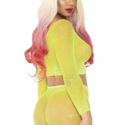 Leg Avenue Rhinestone Fishnet Top And Bike Shorts