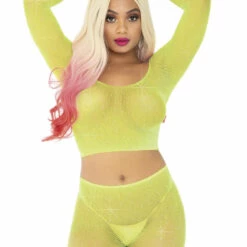 Leg Avenue Rhinestone Fishnet Top And Bike Shorts