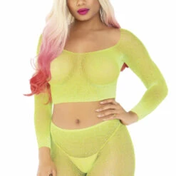 Leg Avenue Rhinestone Fishnet Top And Bike Shorts