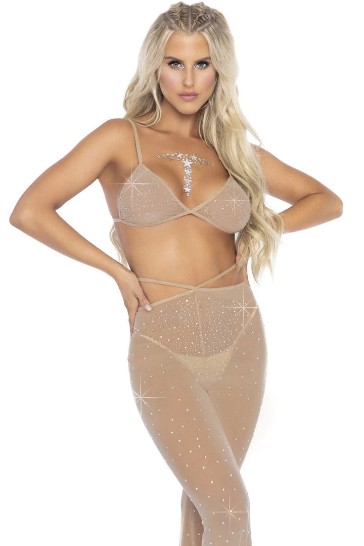 Leg Avenue Lingerie Rhinestone Bikini Top And Pants 2 Leg Avenue Lingerie Rhinestone Bikini Top And Pants